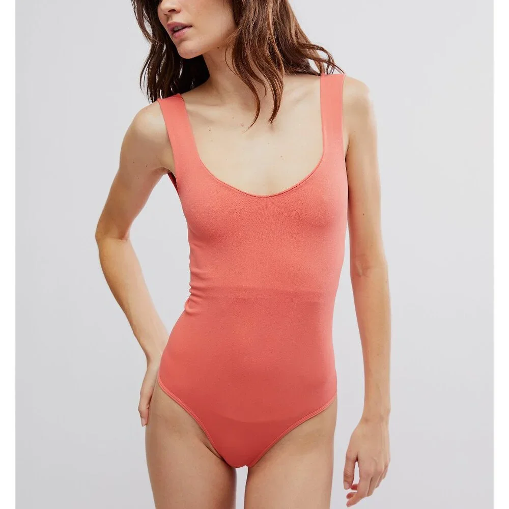 🎉LAST CHANCE🎉 FREE PEOPLE Clean Lines Bodysuit / Emberglow - Picture 1 of 7